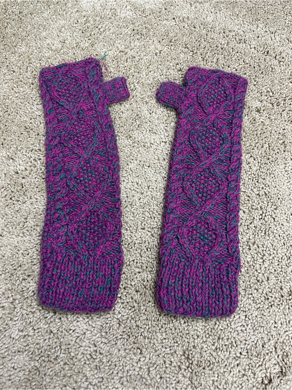 Urban Outfitters Purple & Teal Knit Fingerless Mittens